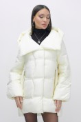 Купить Куртка зимняя женская с большим капюшоном модная бежевого цвета 7739B, фото 14