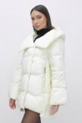 Купить Куртка зимняя женская с большим капюшоном модная бежевого цвета 7739B, фото 16