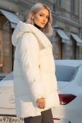 Купить Куртка зимняя женская с большим капюшоном модная бежевого цвета 7739B, фото 3