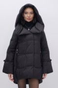 Купить Куртка зимняя женская с большим капюшоном модная черного цвета 7739Ch, фото 9