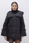 Купить Куртка зимняя женская с большим капюшоном модная черного цвета 7739Ch, фото 10
