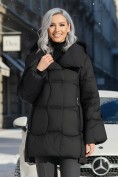 Купить Куртка зимняя женская с большим капюшоном модная черного цвета 7739Ch