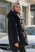 Купить Куртка зимняя женская с большим капюшоном модная черного цвета 7739Ch, фото 2
