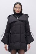 Купить Куртка зимняя женская с большим капюшоном модная черного цвета 7739Ch, фото 13