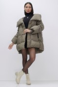 Купить Куртка зимняя женская с большим капюшоном модная коричневого цвета 7739K, фото 21