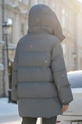 Купить Куртка зимняя женская с большим капюшоном модная темно-серого цвета 7739TC, фото 2