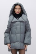 Купить Куртка зимняя женская с большим капюшоном модная темно-серого цвета 7739TC, фото 9