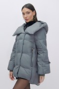Купить Куртка зимняя женская с большим капюшоном модная темно-серого цвета 7739TC, фото 12