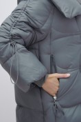 Купить Куртка зимняя женская с большим капюшоном модная темно-серого цвета 7739TC, фото 13