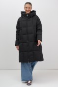 Купить Пальто зимнее утепленное с капюшоном женское черного цвета 7741Ch, фото 6