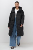 Купить Пальто зимнее утепленное с капюшоном женское черного цвета 7741Ch, фото 15