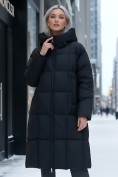 Купить Пальто зимнее утепленное с капюшоном женское черного цвета 7741Ch