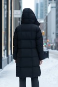 Купить Пальто зимнее утепленное с капюшоном женское черного цвета 7741Ch, фото 3