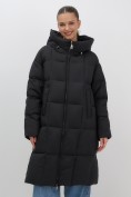 Купить Пальто зимнее утепленное с капюшоном женское черного цвета 7741Ch, фото 9