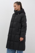 Купить Пальто зимнее утепленное с капюшоном женское черного цвета 7741Ch, фото 10