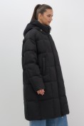 Купить Пальто зимнее утепленное с капюшоном женское черного цвета 7741Ch, фото 11