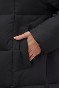 Купить Пальто зимнее утепленное с капюшоном женское черного цвета 7741Ch, фото 12