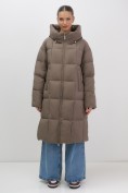 Купить Пальто зимнее утепленное с капюшоном женское светло-коричневого цвета 7741SK, фото 6