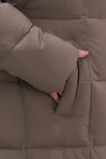 Купить Пальто зимнее утепленное с капюшоном женское светло-коричневого цвета 7741SK, фото 12
