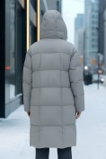 Купить Пальто зимнее утепленное с капюшоном женское серого цвета 7741Sr, фото 2