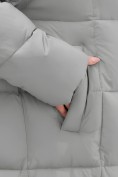 Купить Пальто зимнее утепленное с капюшоном женское серого цвета 7741Sr, фото 5