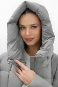 Купить Пальто зимнее утепленное с капюшоном женское серого цвета 7741Sr, фото 8