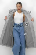 Купить Пальто зимнее утепленное с капюшоном женское серого цвета 7741Sr, фото 9
