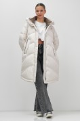 Купить Пальто зимнее утепленное с капюшоном женское бежевого цвета 7747B, фото 20