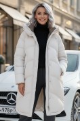 Купить Пальто зимнее утепленное с капюшоном женское бежевого цвета 7747B, фото 6