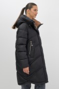 Купить Пальто зимнее утепленное с капюшоном женское черного цвета 7747Ch, фото 15