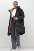 Купить Пальто зимнее утепленное с капюшоном женское черного цвета 7747Ch, фото 7
