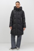 Купить Пальто зимнее утепленное с капюшоном женское черного цвета 7747Ch, фото 10