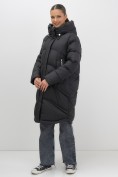 Купить Пальто зимнее утепленное с капюшоном женское черного цвета 7747Ch, фото 11