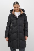 Купить Пальто зимнее утепленное с капюшоном женское черного цвета 7747Ch, фото 13
