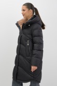 Купить Пальто зимнее утепленное с капюшоном женское черного цвета 7747Ch, фото 14