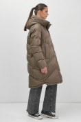 Купить Пальто зимнее утепленное с капюшоном женское коричневого цвета 7747K, фото 8