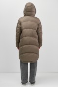Купить Пальто зимнее утепленное с капюшоном женское коричневого цвета 7747K, фото 9