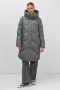 Купить Пальто зимнее утепленное с капюшоном женское цвета хаки 7747Kh, фото 6