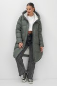 Купить Пальто зимнее утепленное с капюшоном женское цвета хаки 7747Kh, фото 17