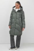 Купить Пальто зимнее утепленное с капюшоном женское цвета хаки 7747Kh, фото 7