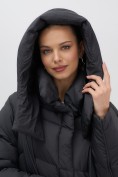 Купить Пальто зимнее утепленное с капюшоном женское черного цвета 7748Ch, фото 14