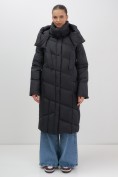 Купить Пальто зимнее утепленное с капюшоном женское черного цвета 7748Ch, фото 7