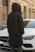 Купить Пальто зимнее утепленное с капюшоном женское черного цвета 7748Ch, фото 2