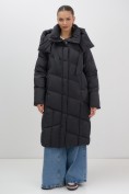 Купить Пальто зимнее утепленное с капюшоном женское черного цвета 7748Ch, фото 6