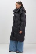 Купить Пальто зимнее утепленное с капюшоном женское черного цвета 7748Ch, фото 8