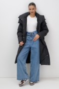 Купить Пальто зимнее утепленное с капюшоном женское черного цвета 7748Ch, фото 11