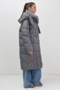 Купить Пальто зимнее утепленное с капюшоном женское темно-серого цвета 7748TC, фото 15