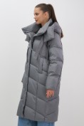 Купить Пальто зимнее утепленное с капюшоном женское темно-серого цвета 7748TC, фото 17