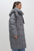 Купить Пальто зимнее утепленное с капюшоном женское темно-серого цвета 7748TC, фото 18
