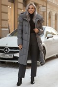 Купить Пальто зимнее утепленное с капюшоном женское темно-серого цвета 7748TC, фото 5
